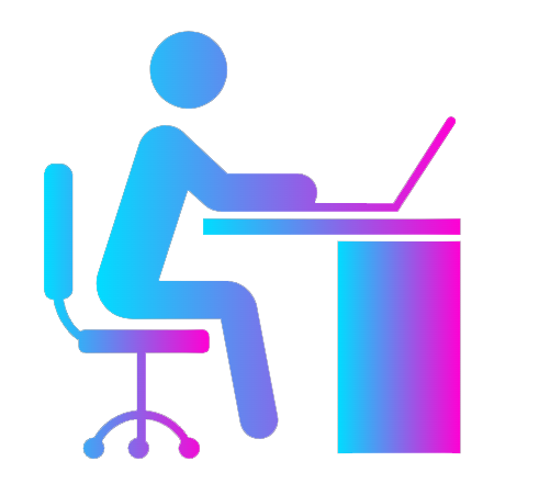 Desenho em perfil de um desenvolvedor sentado digitando em um laptop